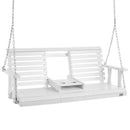 VEVOR Balançoire de porche en bois, 1523x710x600 mm, banc de terrasse pour cour et jardin, forte capacité de charge 400kg, banc de balançoire robuste avec chaînes de suspension pour extérieur, blanc