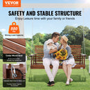 VEVOR Balançoire de porche en bois, 1523x710x600 mm, banc de terrasse pour cour et jardin, forte capacité de charge 400 kg, banc de balançoire robuste avec chaînes de suspension pour extérieur, marron - image 3