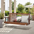 VEVOR Balançoire de porche en bois, 1523x710x600 mm, banc de terrasse pour cour et jardin, forte capacité de charge 400 kg, banc de balançoire robuste avec chaînes de suspension pour extérieur, marron - image 9