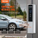 VEVOR Chargeur EV Portable Type 2 IEC6219 Chargeur Voiture Électrique 32 A 7,36 kW Monophasé 22 kW Triphasé Câble de Charge 7,5 m Prise CEE 32 LCD IP66 avec Sac de Rangement Crochet de Câble de Charge - image 3