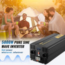 VEVOR Onduleur à onde sinusoïdale pure, 5000 W, onduleur de voiture CC 12 V vers CA 230 V, avec port USB, écran LCD, télécommande, prise EU, pour camping-car, camion, voiture, système solaire, voyage - image 3
