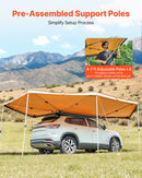 VEVOR Auvent 270 Degrés 6,08x2,10 m Auvent Voiture Latéral Côté Passager Rétractable Abri Autoportant Toutes Saisons Étanche UV50+ pour Véhicule SUV Fourgonnettes Camionnettes, avec Sac de Rangement - image 3