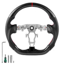 VEVOR Volant Compatible avec Nissan 370Z (2008-2020), Volant de Direction en Fibre de Carbone, Forme en D, Méplat, Poignée en Cuir avec Texture Antidérapante et Coutures Précises, Remplacement, Noir
