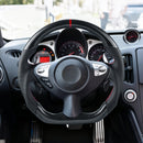 VEVOR Volant Compatible avec Nissan 370Z (2008-2020), Volant de Direction en Fibre de Carbone, Forme en D, Méplat, Poignée en Cuir avec Texture Antidérapante et Coutures Précises, Remplacement, Noir - image 9