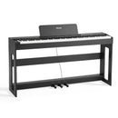 VEVOR Piano Numérique 88 Touches Lestées, Mode Double Clavier Haut-parleurs, avec Pupitre à Partitions, Support, Pédale Sustain, Adaptateur CC, 280 Sonorités, Connexion Sans Fil, pour Débutants, Noir