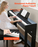 VEVOR Piano Numérique 88 Touches Lestées, Mode Double Clavier Haut-parleurs, avec Pupitre à Partitions, Support, Pédale Sustain, Adaptateur CC, 280 Sonorités, Connexion Sans Fil, pour Débutants, Noir - image 3