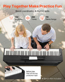 VEVOR Piano Numérique 88 Touches Lestées, Mode Double Clavier Haut-parleurs, avec Pupitre à Partitions, Support, Pédale Sustain, Adaptateur CC, 280 Sonorités, Connexion Sans Fil, pour Débutants, Noir - image 5