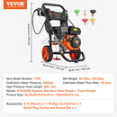 VEVOR Nettoyeur haute pression à essence, 3400 PSI, laveuse haute pression à gaz, 10 L/min, avec pompe en aluminium, pistolet pulvérisateur, rallonge et 5 buses pour voiture, maison, allée, vertical - image 8