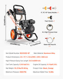 VEVOR Nettoyeur Haute Pression à Essence 200 bar Laveuse Haute Pression à Essence Max. 7 L/min pour Voitures, Clôtures, Allées, Maisons, Terrasses, Meubles, Pompe Alu, avec Pistolet et Lance, 4 Buses - image 8