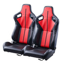 VEVOR Siège de course, lot de 2, cockpit de course réglable avec inclinaison grand angle et mousse haute résilience, cuir PVC souple et curseur Q235B, pour voitures de course et karts, noir+rouge