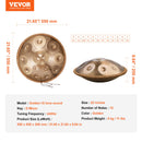 VEVOR Tambour à main, 550 mm et 12 notes, instrument à tambour handpan en ré mineur, avec maillets, support 440 Hz et sac de transport, tambour sonore en acier, instrument de percussion pour débutants - image 8