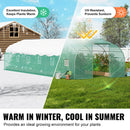 VEVOR Serre Tunnel Jardin, 900x300x200 cm, Tente Abri Plantes Toit Pointu, Cadre Acier Galvanisé, Couverture PE Verte, Porte à Glissière Enroulable, 12 Fenêtres, pour Extérieur Cultiver Légumes Fleurs - image 5