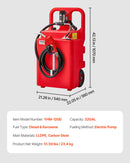 VEVOR Bidon de Diesel et Kérosène sur Roues, 121 L, Réservoir de Diesel, Pompe Transfert Électrique 12 V CC 37,8 L/min, avec Tuyau Distribution 4 m, Buse Arrêt Automatique, pour Bateaux à Moteur, VTT - image 8