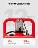 VEVOR Bidon d'Essence Diesel sur Roues, 121 L, Réservoir de Carburant, Pompe Transfert Carburant Électrique 12 V CC 56,7 L/min, Tuyau de Distribution 4 m, Buse Alliage Alu, pour Bateaux à Moteur, VTT - image 4