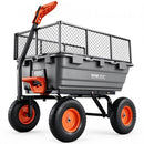 VEVOR Chariot de Jardin Basculant Max. 544 kg Chariot à Benne Basculante PP pour Transport de Bois Plantes Terre, Ridelles Amovibles, Poignée 2-en-1 Tractable, 4 Roues Increvables, Basculement à 90° - image 2