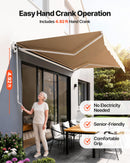 VEVOR Store Banne Manuel 4x2,4 m Auvent Rétractable Terrasse Extérieur 40°-90° Réglable Résistant au Vent/UV/Eau Auvent Pare-soleil Polyester avec Manivelle pour Patio, Arrière-cour, Jardin, Balcon - image 6