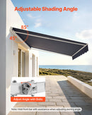 VEVOR Store Banne Manuel 350x300 cm Auvent Rétractable pour Terrasse et Balcon, Extérieur, Devantures de Cafés, de Restaurants, de Boutiques, avec Manivelle, Angle d'Inclinaison 45°-85°, Gris Foncé - image 7