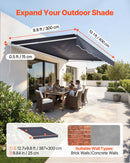 VEVOR Store Banne Manuel 400x300 cm Auvent Rétractable pour Terrasse et Balcon, Extérieur, Devantures de Cafés, de Restaurants, de Boutiques, avec Manivelle, Angle d'Inclinaison 45°-85°, Gris Foncé - image 3