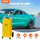 VEVOR Chariot de carburant, 35 gallons, réservoir de stockage d'essence 4 roues, pompe de transfert manuelle réservoir de carburant essence diesel pour voitures, tondeuses à gazon, VTT, bateaux, jaune - image 3