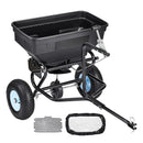 VEVOR Épandeur Engrais Tracté Capacité 59 kg Épandeur à Semence à Remorquer Largeur Épandage 0-3 m Semoir à Pousser pour Graines, Sel Déneigement, Semer Jardinage, Pelouse, Gazon, avec Roues 33 cm