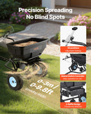 VEVOR Épandeur Engrais Tracté Capacité 59 kg Épandeur à Semence à Remorquer Largeur Épandage 0-3 m Semoir à Pousser pour Graines, Sel Déneigement, Semer Jardinage, Pelouse, Gazon, avec Roues 33 cm - image 3