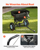 VEVOR Épandeur Engrais Tracté Capacité 59 kg Épandeur à Semence à Remorquer Largeur Épandage 0-3 m Semoir à Pousser pour Graines, Sel Déneigement, Semer Jardinage, Pelouse, Gazon, avec Roues 33 cm - image 6