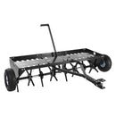 VEVOR Aérateur de Gazon Tracté 1220 mm, Aérateur de Pelouse pour Tracteur Tondeuse à Dents Creuses, pour Pelouse et Jardin, Capacité de Charge 68,04 kg, avec Attelage Universel, Plateau, Roues 270 mm
