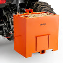 VEVOR Boîte de Ballast pour Tracteur 3 Points Catégorie 1, Charge Max. 363 kg, Boîte de Lest pour Tracteur et Chargeur, en Acier Q235, Volume 0,14 m³, avec Récepteur 55 mm, Porte Coulissante, Orange