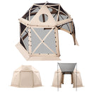 VEVOR Tente Moustiquaire Tonnelle Pop-up 3,6x3,6 m Tente Moustiquaire Pliante 8-10 Personnes Abri Solaire 13 Côtés pour Camping Famille, Terrasse, Jardin, avec Toit Amovible, Sac de Transport, Beige