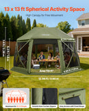 VEVOR Tente Moustiquaire Tonnelle Pop-up 3,96x3,96 m Tente Moustiquaire Pliante 10-12 Personnes 13 Côtés Abri Solaire pour Camping Famille, Terrasse, Jardin, avec Toit Amovible, Sac de Transport, Vert - image 3