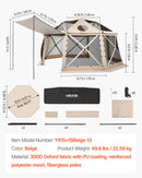 VEVOR Tente Moustiquaire Tonnelle Pop-up 4,57x4,57 m Tente Moustiquaire Pliante 12-15 Personnes 13 Côtés Abri Solaire pour Camping Famille, Terrasse, Jardin, avec Toit Amovible Sac de Transport, Beige - image 8