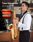 VEVOR Saxophone Ténor Si Bémol Kit Saxophone Débutants Laiton Résistant avec Étui de Transport, Bec, Sangles, Chiffon de Nettoyage, Gants, Sangle de cou, 23 Touches, pour Débutants, Étudiants, Doré - image 3