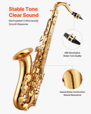 VEVOR Saxophone Ténor Si Bémol Kit Saxophone Débutants Laiton Résistant avec Étui de Transport, Bec, Sangles, Chiffon de Nettoyage, Gants, Sangle de cou, 23 Touches, pour Débutants, Étudiants, Doré - image 4