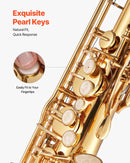 VEVOR Saxophone Ténor Si Bémol Kit Saxophone Débutants Laiton Résistant avec Étui de Transport, Bec, Sangles, Chiffon de Nettoyage, Gants, Sangle de cou, 23 Touches, pour Débutants, Étudiants, Doré - image 5