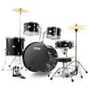 VEVOR Kit de batterie pour adulte, 560 mm, batterie complète débutant pleine grandeur, 5PCS, basses toms, caisse claire, siège, supports, cymbales charleston, baguettes, instruments de musique, noir