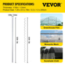VEVOR Fil ondulé et canal de verrouillage, 2 m, canal de verrouillage à ressort pour serre, lot de 50, avec revêtement PE canal alliage d'aluminium pour film plastique, fixation de tissu d'ombrage - image 8