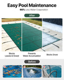 VEVOR Couverture de Sécurité pour Piscine Enterrée 4,9 x 12,2 m, Bâche de Piscine en Hiver Rectangulaire, Matériau en Polypropylène, avec Trous de Drainage, Conception Maille Serrée, Vert - image 6