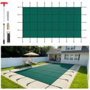 VEVOR Couverture de sécurité pour piscines creusées 6,1 x 12,2 m maille verte couverture de sécurité taille 6,7 x 12,8 m avec outils d'installation pour piscine d'hiver, résister au soleil, au vent