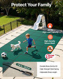 VEVOR Couverture de sécurité pour piscines creusées 6,1 x 12,2 m maille verte couverture de sécurité taille 6,7 x 12,8 m avec outils d'installation pour piscine d'hiver, résister au soleil, au vent - image 5