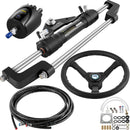 VEVOR Kit de Direction Hydraulique pour Bateau 300 HP, Cylindre de Direction Hors-bord, Pompe à Barre avec Volant et Tuyau de Direction Hydraulique de 7,3 m, pour Système de Direction des Bateaux
