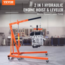 VEVOR Grue Hydraulique d'Atelier 2000 kg Chèvre d'Atelier et Équilibreur de Charge de 680 kg 2 en 1 Lève-Moteur Hydraulique en Acier Pliant Mobile 6 Roues Flèche Réglable pour Levage de Moteurs Lourds - image 3