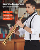 VEVOR Saxophone Droit Soprano Si Bémol Kit Saxophone Débutants Laiton Résistant avec Étui de Transport, Bec, Sangles, Chiffon et Tige de Nettoyage, Gants, 23 Touches, pour Débutants, Étudiants, Doré - image 3