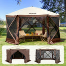 VEVOR Tonnelle pop-up, 3,81x3,81 m, tente à moustiquaire escamotable polygone à 6 côtés, abri solaire à réglage rapide avec 6 toiles coupe-vent amovibles, fenêtres en maille, sac de transport, marron - image 2