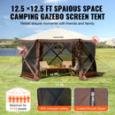 VEVOR Tonnelle pop-up, 3,81x3,81 m, tente à moustiquaire escamotable polygone à 6 côtés, abri solaire à réglage rapide avec 6 toiles coupe-vent amovibles, fenêtres en maille, sac de transport, marron - image 7