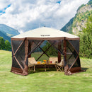VEVOR Tonnelle pop-up, 3,81x3,81 m, tente à moustiquaire escamotable polygone à 6 côtés, abri solaire à réglage rapide avec 6 toiles coupe-vent amovibles, fenêtres en maille, sac de transport, marron - image 9