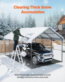 VEVOR Abri de voiture en métal robuste, 3,6 x 6 m, abri de garage extérieur avec cadre et toit en acier galvanisé, auvent pour voiture multi-usage avec parois latérales amovibles, pour pick-up, bateau - image 5