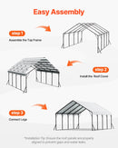 VEVOR Carport, 5,8 x 6 m, Abri de Voiture Métal Robuste, Abri Garage Extérieur avec Cadre Toit en Acier, Parois Latérales Amovibles, Auvent Stockage d'Auto pour Pick-up, Bateaux, Camions, Tracteurs - image 7