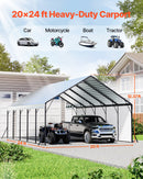 VEVOR Carport, 5,8x7,45 m, Abri de Voiture Métal Robuste, Abri Garage Extérieur avec Cadre Toit en Acier, Parois Latérales Amovibles, Auvent Stockage d'Auto pour Pick-up, Bateau, Camions, Tracteurs - image 3