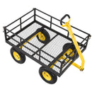 VEVOR Chariot Jardin Acier 544 kg Chariot Transport Robuste Jaune et Noir, pour Fermes, Entrepôts, 2 en 1 Remorque ou Tractable en Métal, avec 4 Pneus Tout-terrain 33 cm, Côtés Amovibles, Poignée 180° - image 11