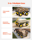 VEVOR Chariot Jardin Acier 544 kg Chariot Transport Robuste Jaune et Noir, pour Fermes, Entrepôts, 2 en 1 Remorque ou Tractable en Métal, avec 4 Pneus Tout-terrain 33 cm, Côtés Amovibles, Poignée 180° - image 4